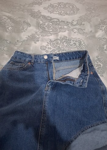 Yırtmaç Detaylı Uzun Mavi Denim Etek - Görsel 6