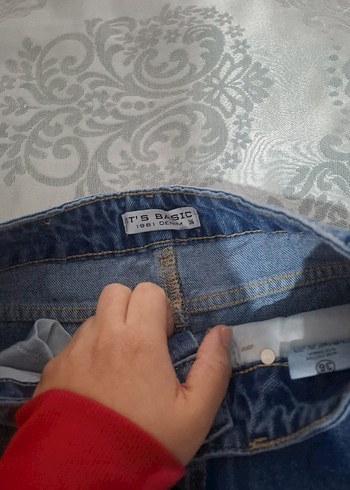 Yırtmaç Detaylı Uzun Mavi Denim Etek - Görsel 8
