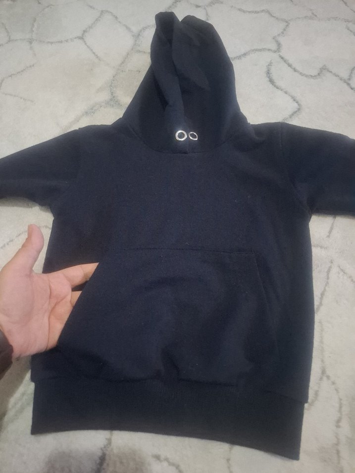 Erkek çocuk Lacivert kapişonlu Bol Kesim Eşofman Takımı - Görsel 2