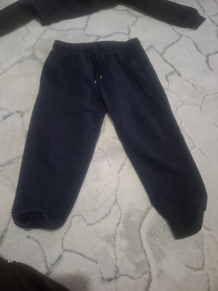 Erkek çocuk Lacivert kapişonlu Bol Kesim Eşofman Takımı - Görsel 5