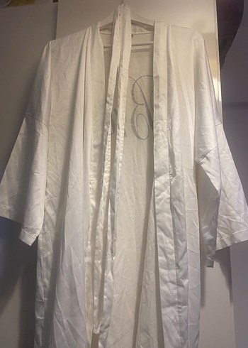 Baskılı Beyaz Kadın Midi Boy bride gecelik - Görsel 2