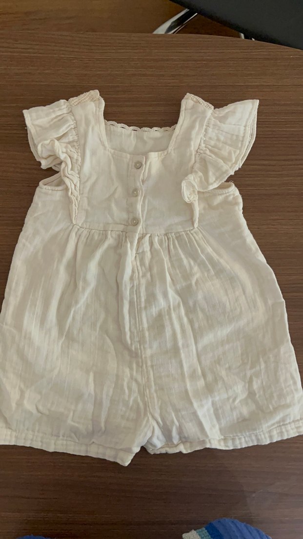 Nakışlı Fırfırlı Beyaz Bebek Kız Tulum - Görsel 5