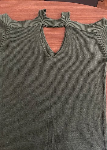 Uzun Kollu V Yaka Triko Midi Elbise - Görsel 5