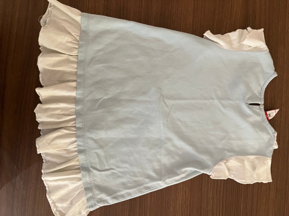 Kız Çocuk V Yakalı Baskılı Fırfırlı Tişört - Görsel 2