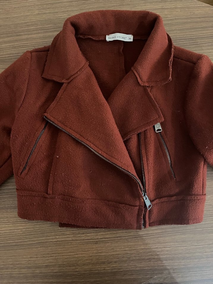 Kahverengi Kısa Fermuarlı Kadın Ceket - Görsel 3