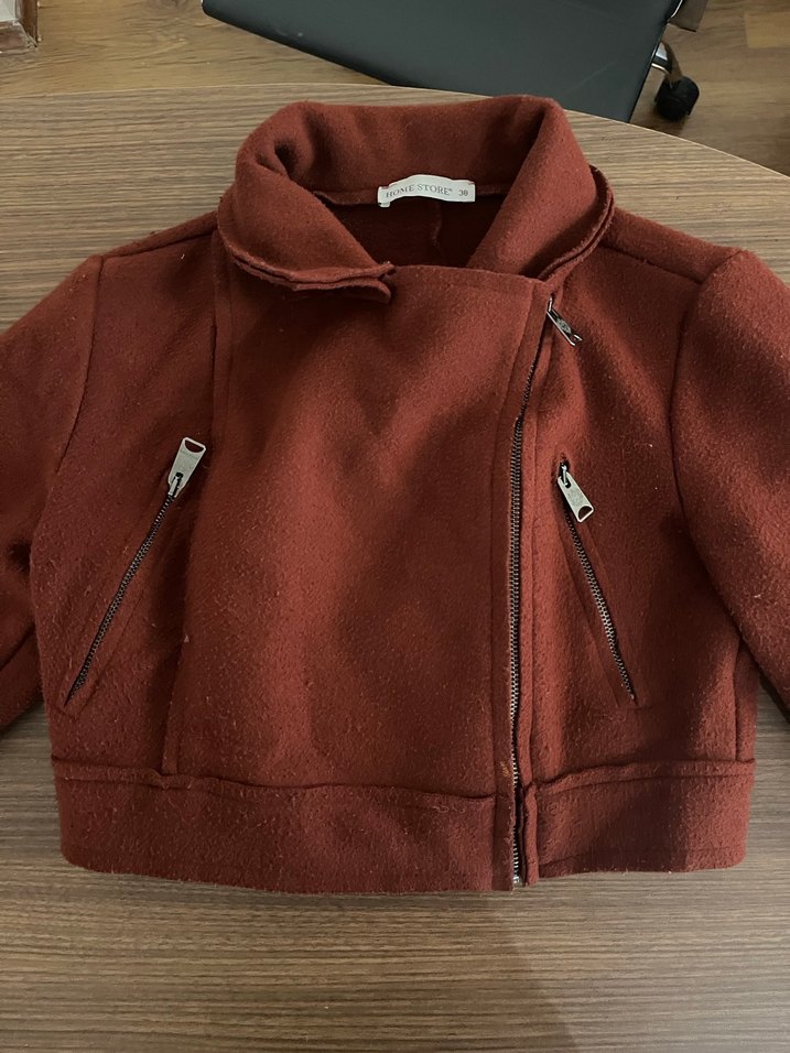 Kahverengi Kısa Fermuarlı Kadın Ceket - Görsel 2