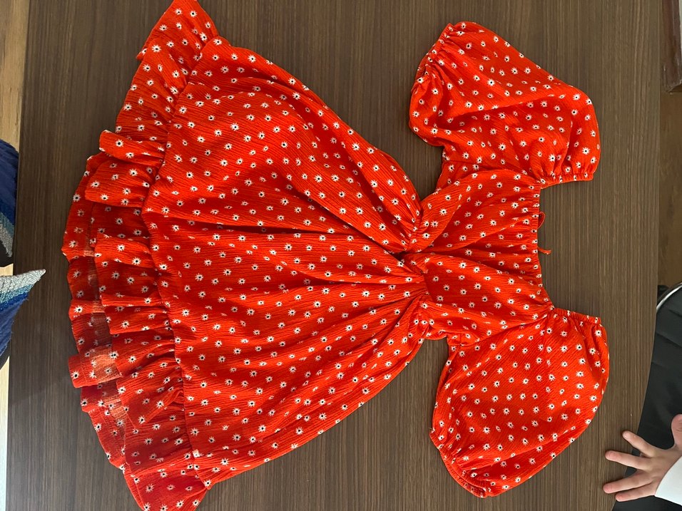 Kırmızı Puantiyeli Bohem Uzun Elbise - Görsel 3