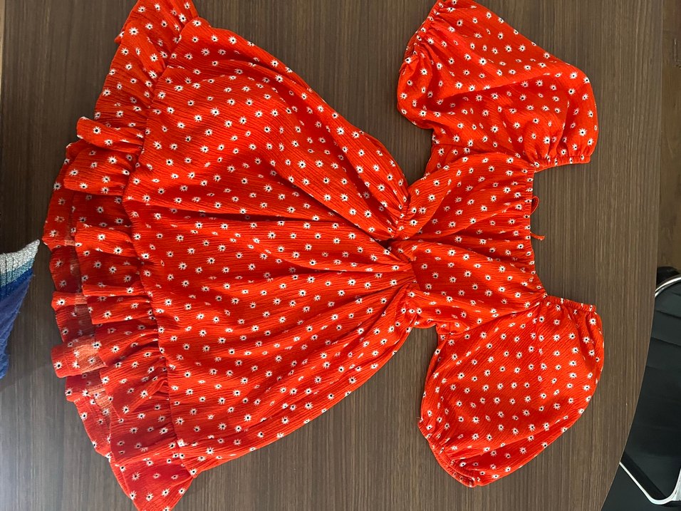 Kırmızı Puantiyeli Bohem Uzun Elbise - Görsel 2