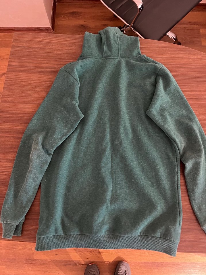 Erkek Gri Fermuarlı Baskılı Sweatshirt - Görsel 3