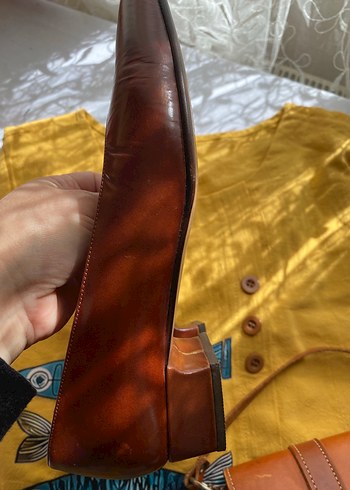 36 Beden kahverengi Renk Vintage Hakiki deri ayakkabı