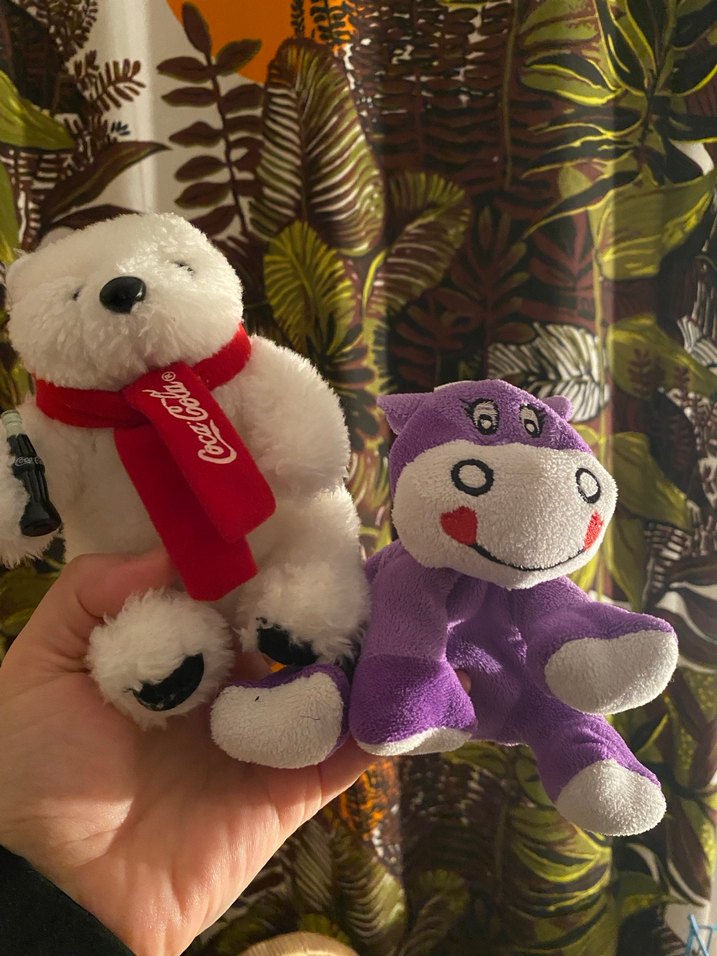 Beyaz Coca-Cola Ayıcık ve Mor Peluş Oyuncak - Görsel 2