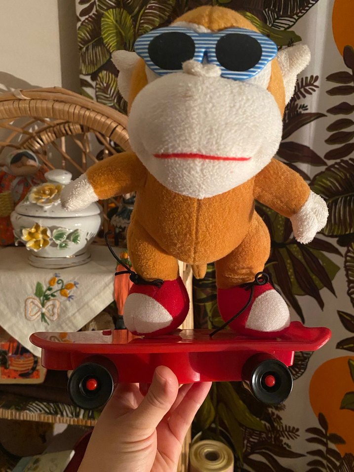 Kaykaylı Renkli Kahverengi Peluş Oyuncak - Görsel 2