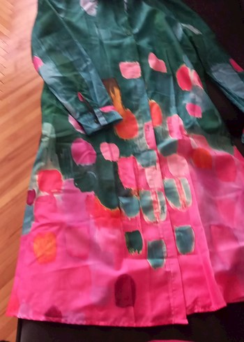 m Beden Renkli Batik Desenli gomlek elbise