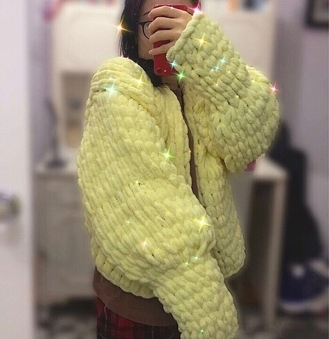 Sarı Puffy Hırka