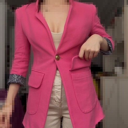 Trendyol & Milla iç astarı leoparlı belden oturtmalı blazer ceket