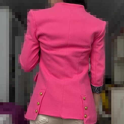s Beden iç astarı leoparlı belden oturtmalı blazer ceket