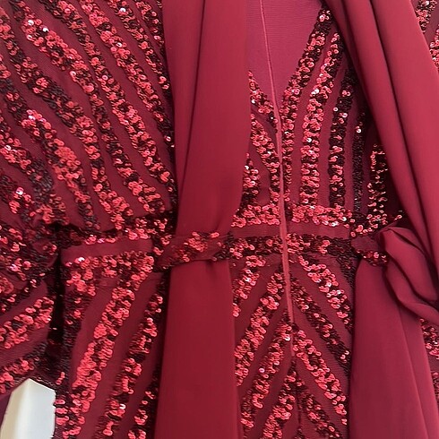 xl Beden bordo Renk Abiye