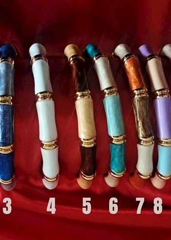Renkli Bambu Model Mineli Çelik Kelepçe Bilezikler