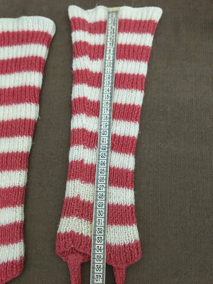 Kırmızı Beyaz Çizgili Örgü Kadın Tozluk - Görsel 2