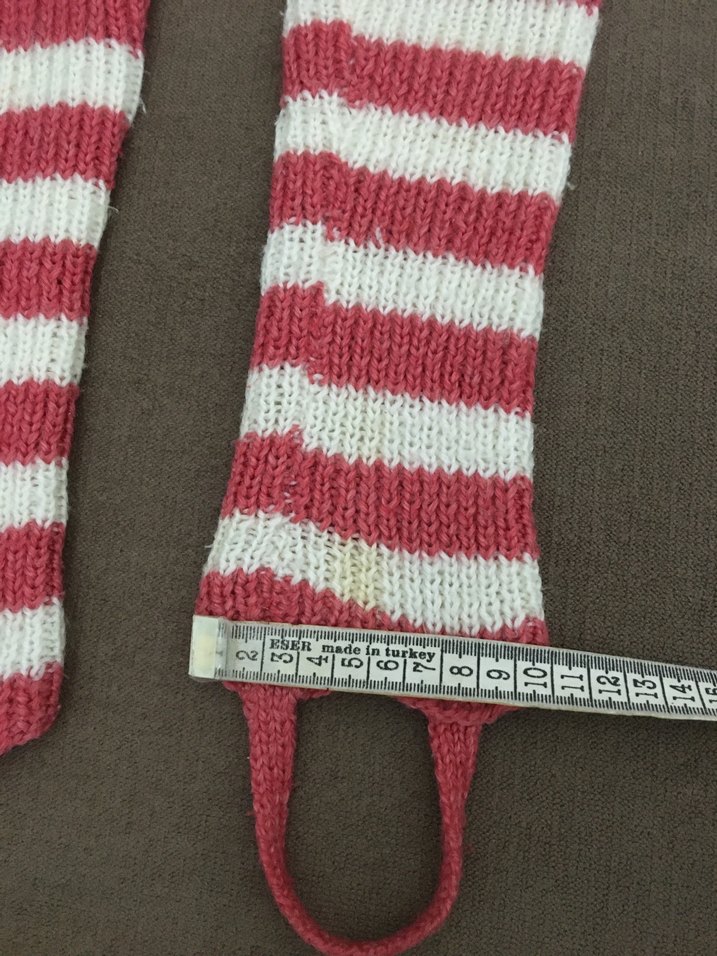 Kırmızı Beyaz Çizgili Örgü Kadın Tozluk - Görsel 3