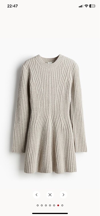 H&M Lastik Örgülü Elbise Bej