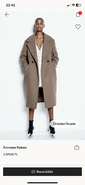 H&M H&M Kruvaze Kaban Kahverengi