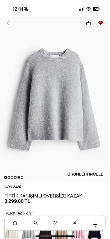 H&M H&M Tiftik Karışımlı Oversize Kazak
