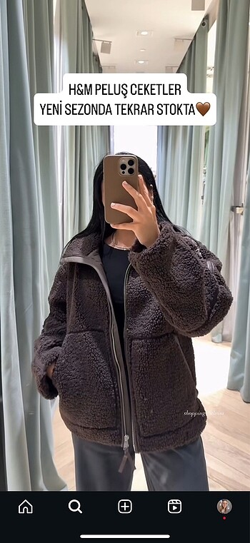 s Beden kahverengi Renk H&M Oversize Pelüş Ceket