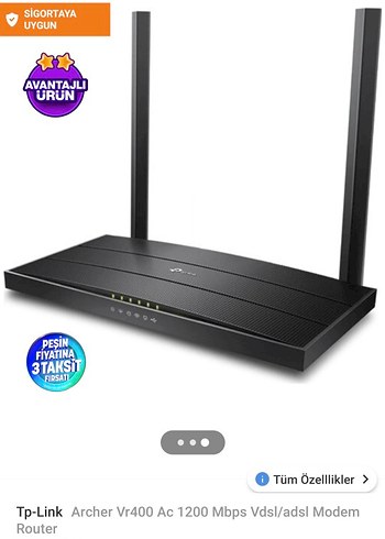TP-Link Siyah VDSL/ADSL Kablosuz Router - Görsel 2