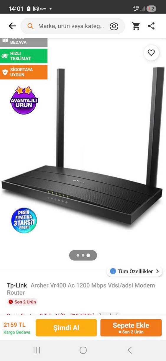 TP-Link Siyah VDSL/ADSL Kablosuz Router - Görsel 2