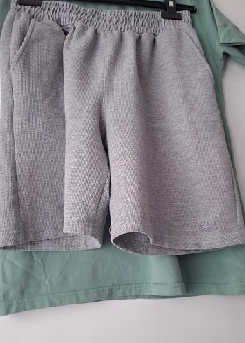 Gri Mini Şort ve Mint Tişörtlü Erkek Pijama Takımı - Görsel 4