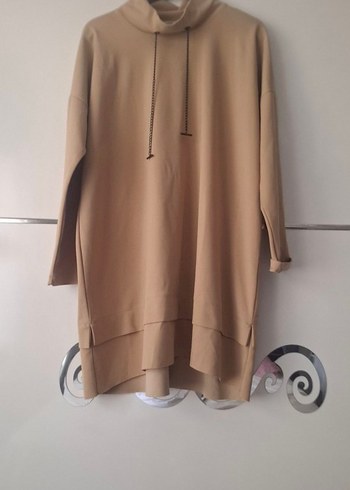 Zincir Detaylı Bej Uzun Tunik - Görsel 3