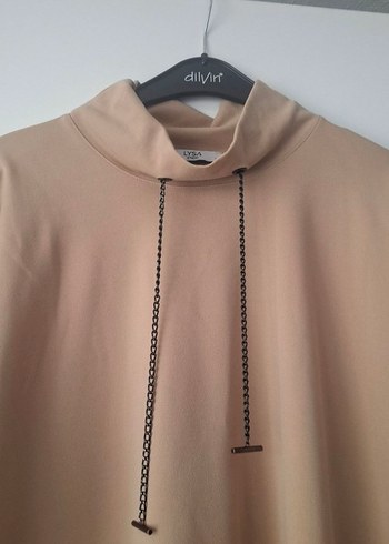 Zincir Detaylı Bej Uzun Tunik - Görsel 4