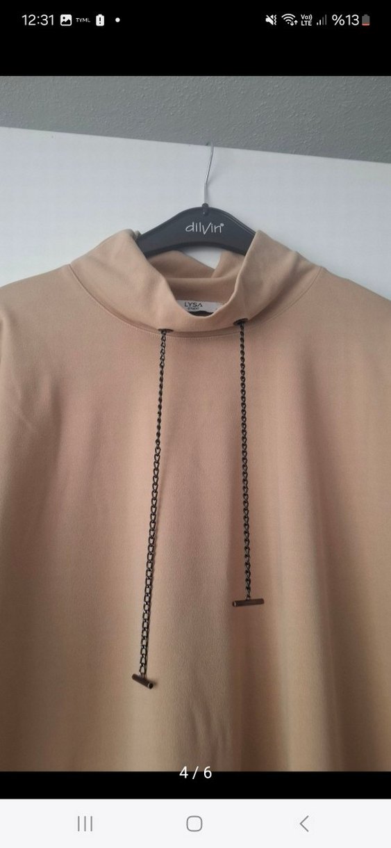 Zincir Detaylı Bej Uzun Tunik - Görsel 4