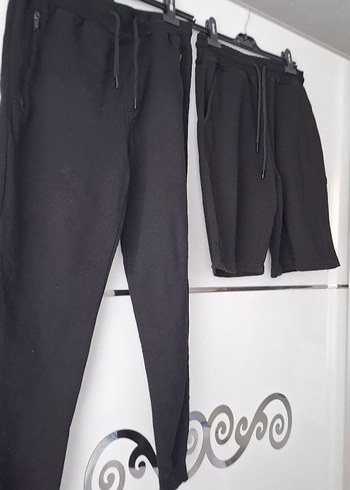 Erkek Siyah Rahat Kesim Eşofman Altı ve Şort - Görsel 2