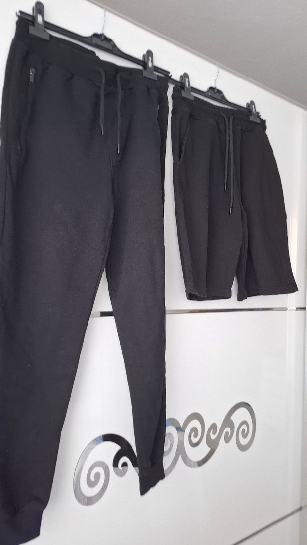 Erkek Siyah Rahat Kesim Eşofman Altı ve Şort - Görsel 2