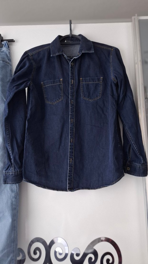 Erkek Gri Düğmeli Rahat Kesim Kot Pantolon - Görsel 3