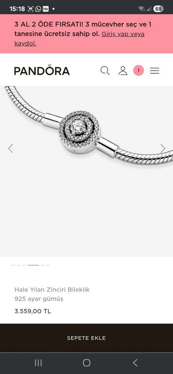 Pandora 925 Ayar Gümüş Yılan Zinciri Bileklik - Görsel 4