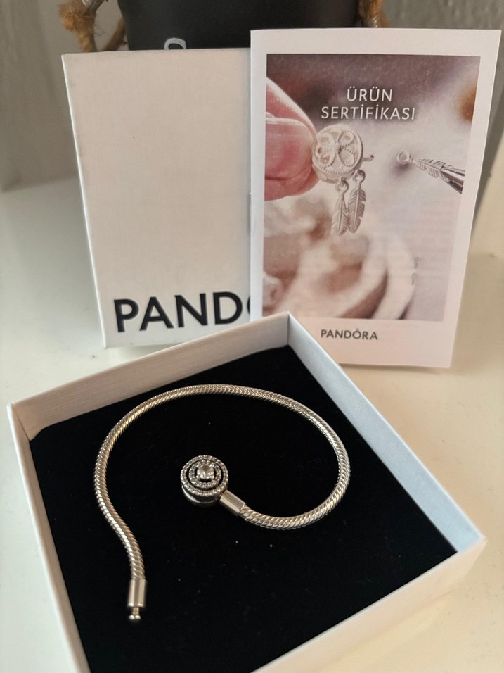 Pandora 925 Ayar Gümüş Yılan Zinciri Bileklik - Görsel 2