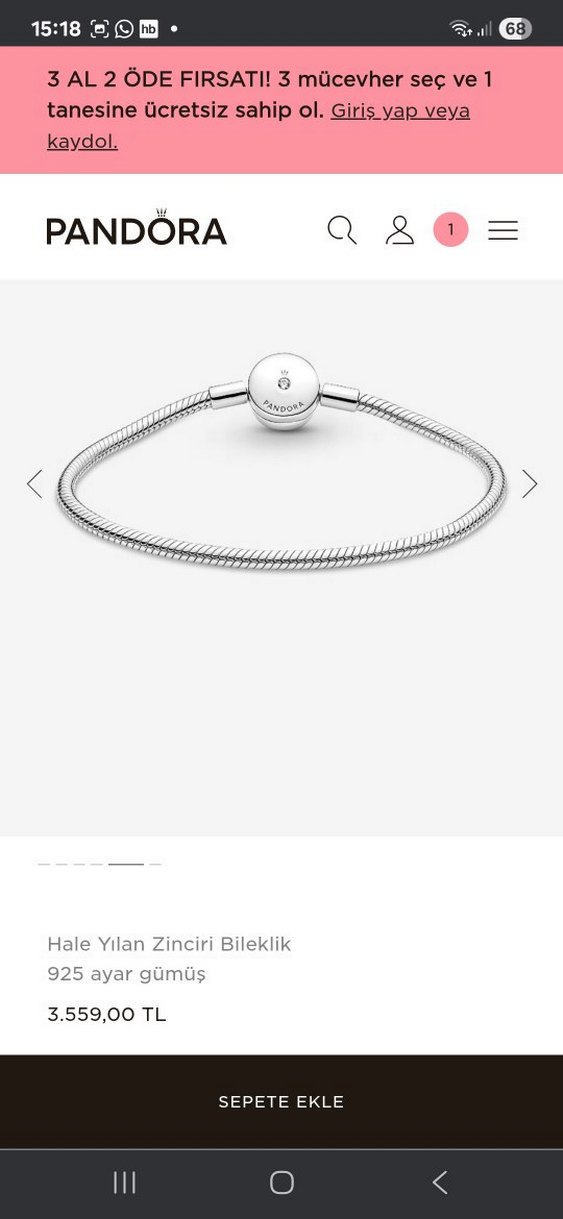 Pandora 925 Ayar Gümüş Yılan Zinciri Bileklik - Görsel 5