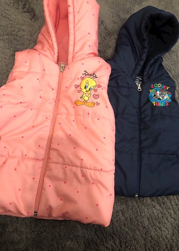 Kız Çocuk Pembe Baskılı Fermuarlı Yelek - Görsel 8