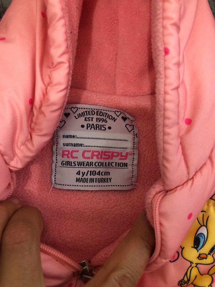 Kız Çocuk Pembe Baskılı Fermuarlı Yelek - Görsel 3