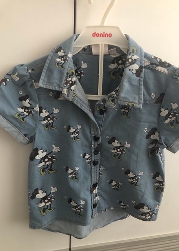 Baskılı Düğmeli Kot Gömlek - Görsel 2