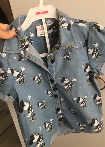 Baskılı Düğmeli Kot Gömlek - Görsel 3