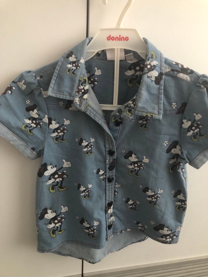 Baskılı Düğmeli  Kot Gömlek - Görsel 2