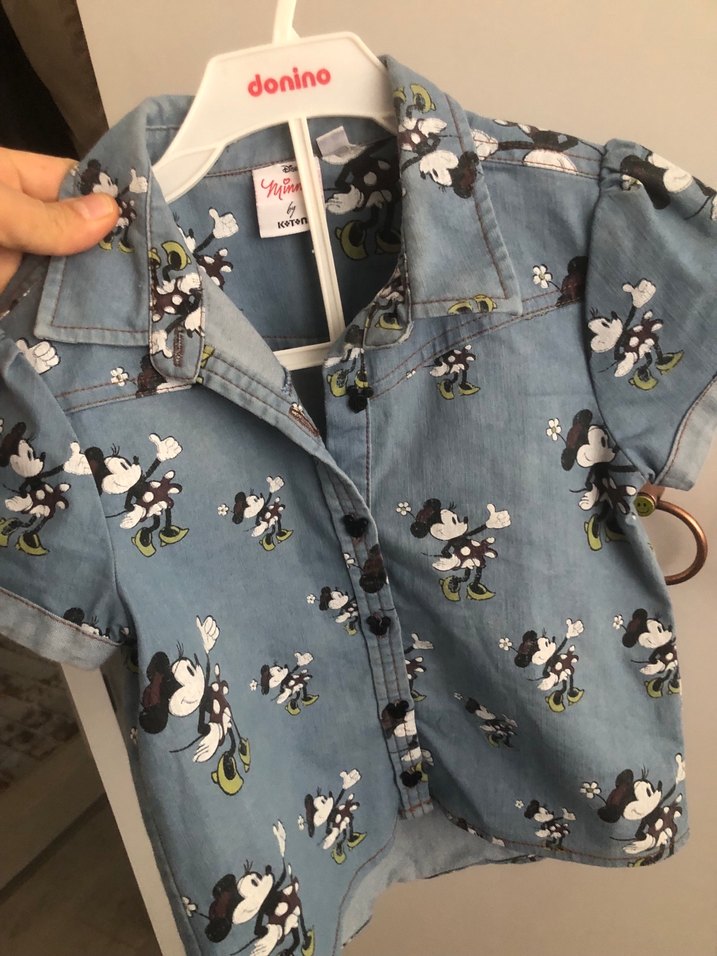 Baskılı Düğmeli  Kot Gömlek - Görsel 3