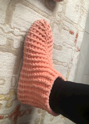 Nakışlı Pembe Kız Çocuk Örgü Terlik - Görsel 3