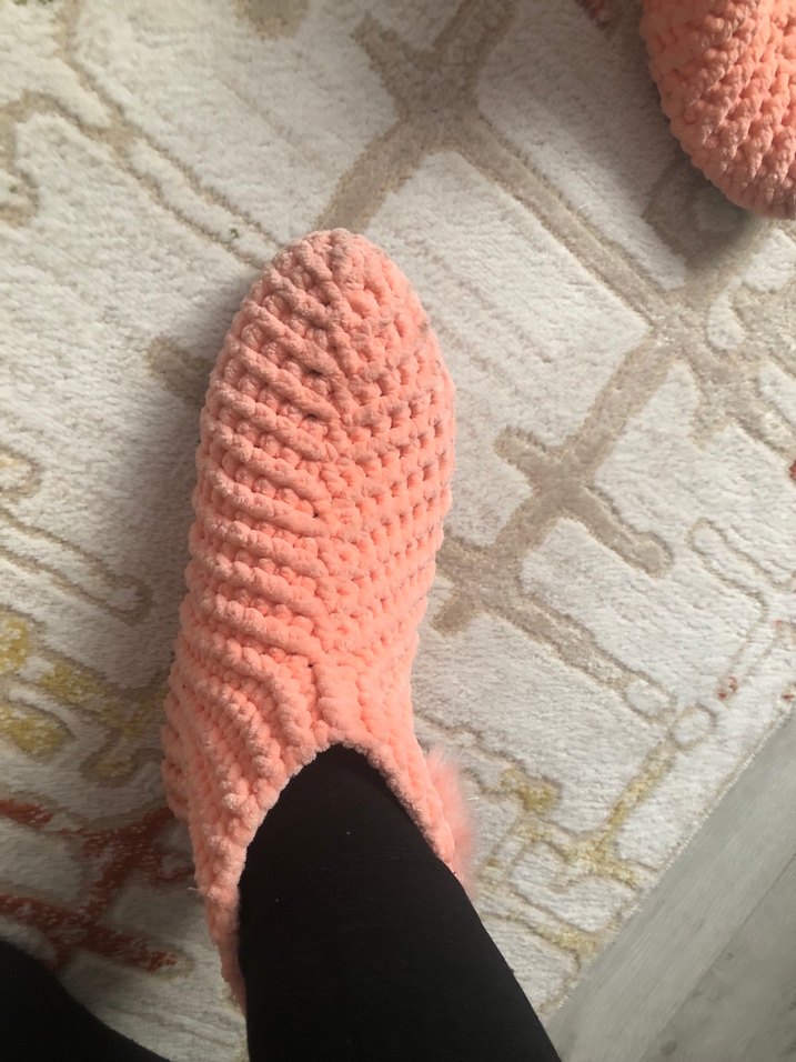 Nakışlı Pembe Kız Çocuk Örgü Terlik - Görsel 4