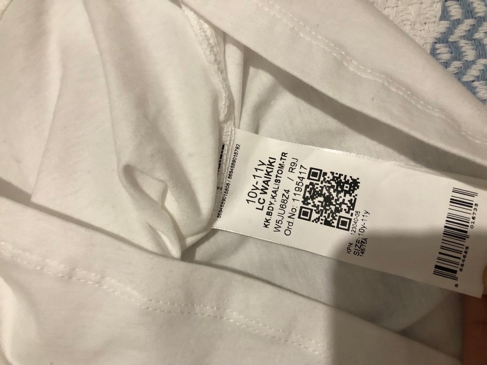 Pamuklu Beyaz mavi kız çocuk  Tişörtü Fiyonklu - Görsel 4