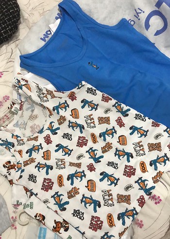 Baskılı Mavi Çocuk Atlet 2'li Paket - Görsel 2